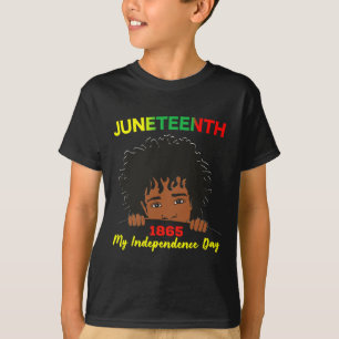 Happy Juneteenth Independence Teen Youth Afro Locs T-Shirt
