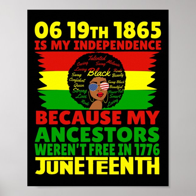 Happy Juneteenth Is My Independence Day Free Black Poster (Front)