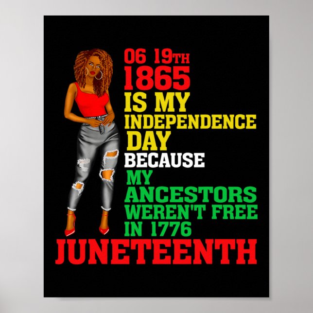 Happy Juneteenth Is My Independence Day Free Black Poster (Front)