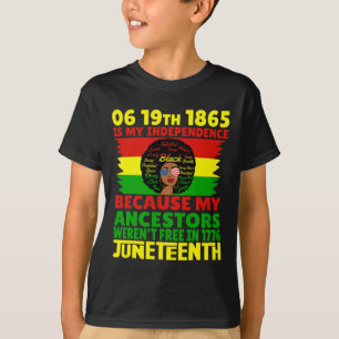 Happy Juneteenth Is My Independence Day Pink Black T-Shirt