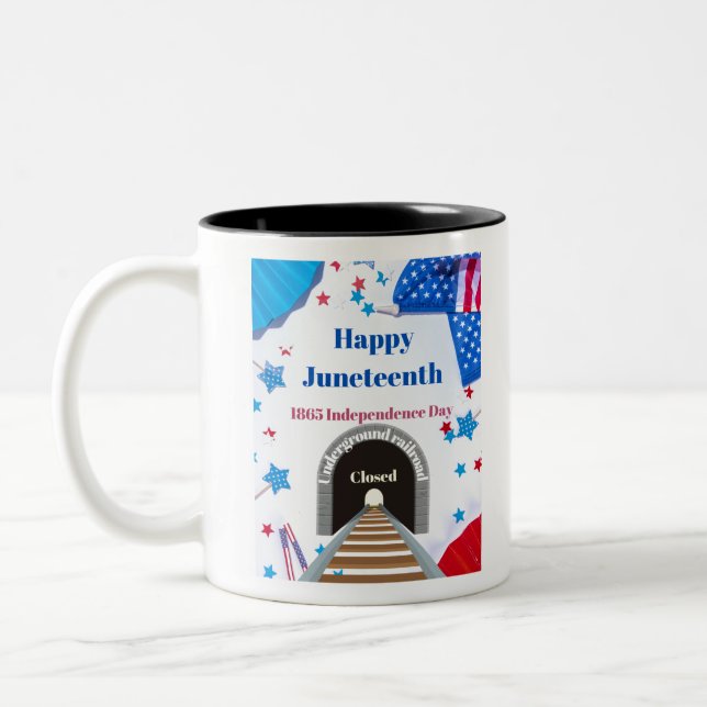 Happy Juneteenth Two-Tone Coffee Mug (Left)