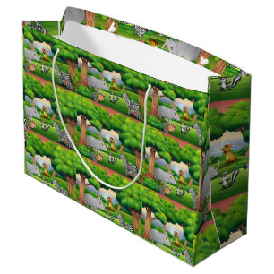 Happy Jungle Animals in a Landscape     Large Gift Bag