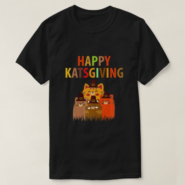 Happy-Katsgiving Thanksgiving-Cats Lovers-Pilgrim  T-Shirt (Design Front)