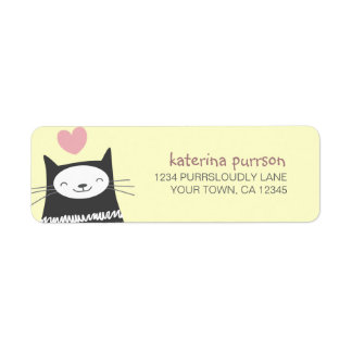 Happy Kawaii Cat Return Address Label