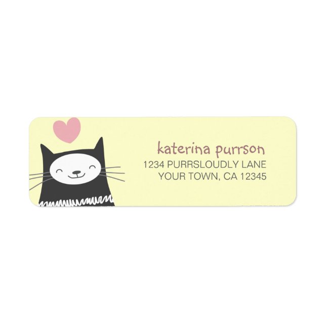 Happy Kawaii Cat Return Address Label (Front)