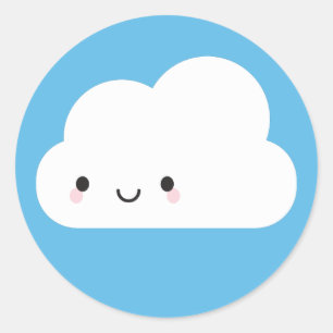 Happy Kawaii Cloud Classic Round Sticker