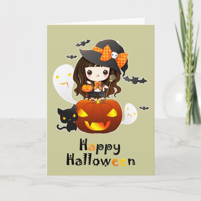 Happy Kawaii Halloween Card (Front)