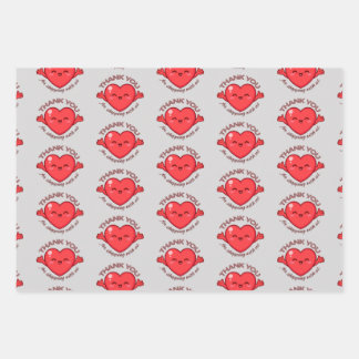 Happy Kawaii Heart Thank You for Shopping with Us  Wrapping Paper Sheet