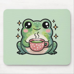 Happy Kawaii Matcha Frog Mouse Pad