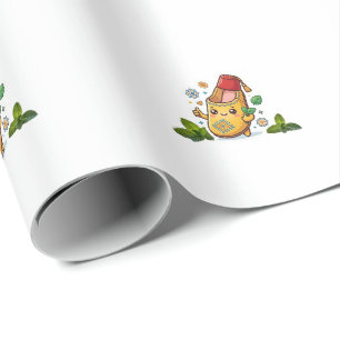 Happy Kawaii Moroccan Balgha - Traditional Yellow  Wrapping Paper