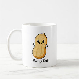 Happy Kawaii Peanut Cartoon – Cute Smiling Nut  Coffee Mug