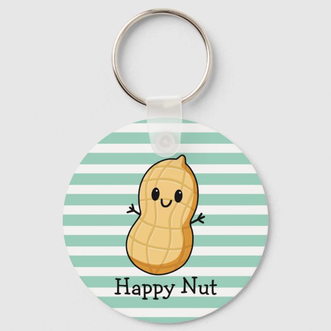 Happy Kawaii Peanut Cartoon – Cute Smiling Nut  Key Ring (Front)