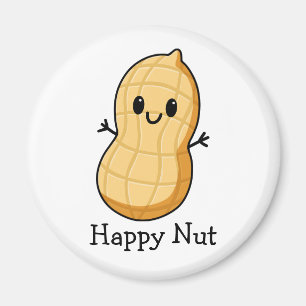 Happy Kawaii Peanut Cartoon – Cute Smiling Nut Magnet