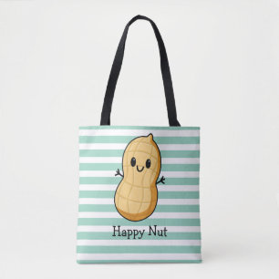 Happy Kawaii Peanut Cartoon – Cute Smiling Nut Tote Bag