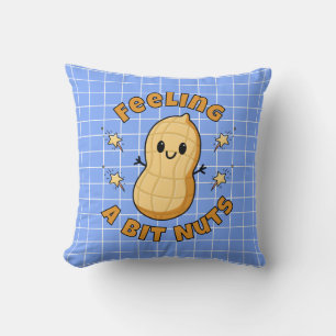 Happy Kawaii Peanut Cartoon – Feeling A Bit Nuts Cushion