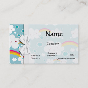 happy kawaii rainbow and cloud sky pattern business card