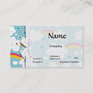 happy kawaii rainbow and cloud sky pattern business card