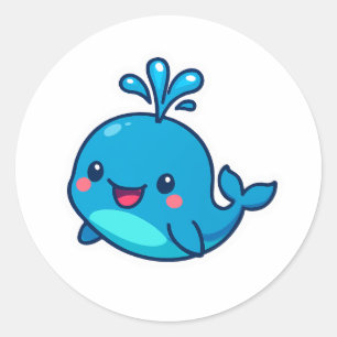 Happy Kawaii Whale Sticker – Cute Ocean Friend