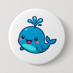 Happy Kawaii Whale Sticker – Cute Ocean Friend 7.5 Cm Round Badge