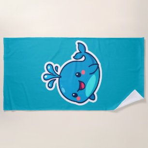 Happy Kawaii Whale Sticker – Cute Ocean Friend Beach Towel