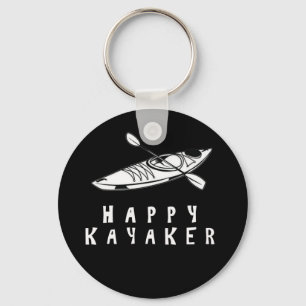 Happy Kayaker paddle kayak boat Key Ring