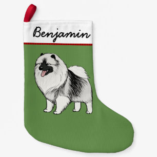 Happy Keeshond Cartoon Dog Cute Kees Holiday Small Christmas Stocking