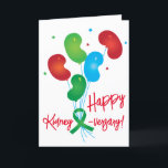 Happy Kidney-versary Customisable Card<br><div class="desc">Celebrate the milestone with the kidney transplant survivor in your life! Fun,  original design by NewLife_Transplant for a personal greeting. Edit the text box on the inside of the card,  or delete for a blank card.</div>