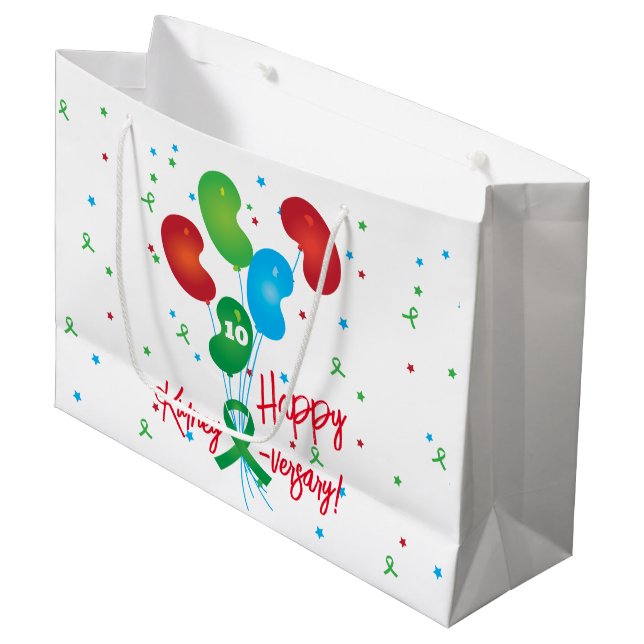 Happy Kidney-versary  Large Gift Bag (Front Angled)