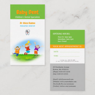 Happy Kids and Tooth Paediatrics Dentist Business Card