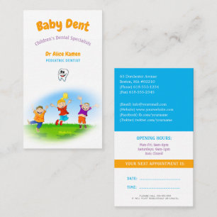 Happy Kids and Tooth   Pediatric Dentist Business Card
