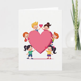 Happy Kids Loving Hearts Card