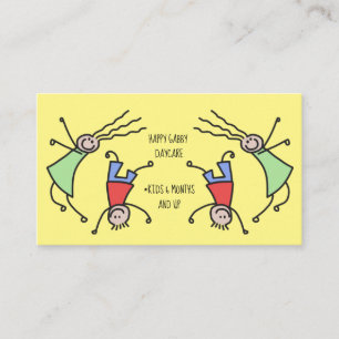 Happy Kids Playing Cute Daycare Business Card