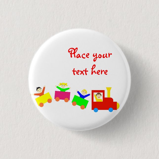Happy Kids Train 3 Cm Round Badge (Front)