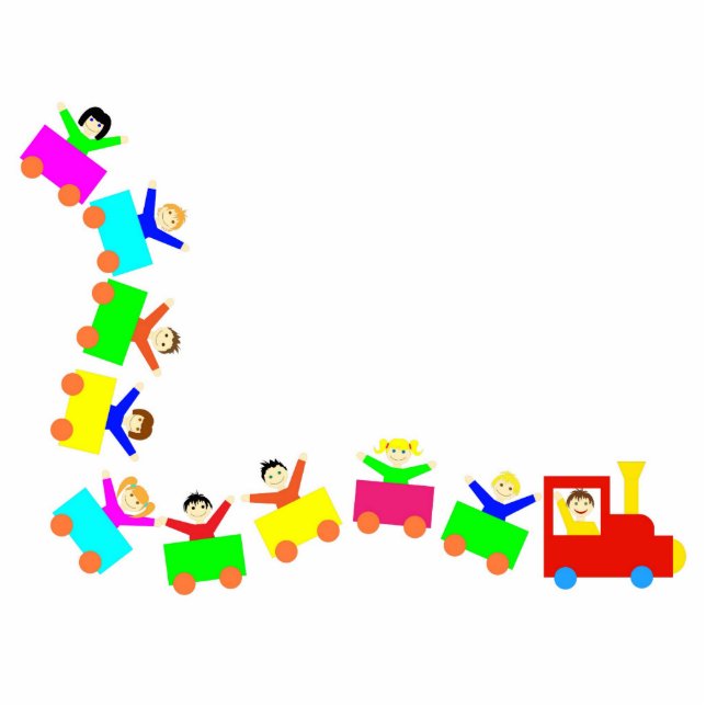 Happy Kids Train Photo Sculpture Magnet (Front)