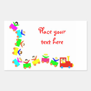 Happy Kids Train Rectangular Sticker