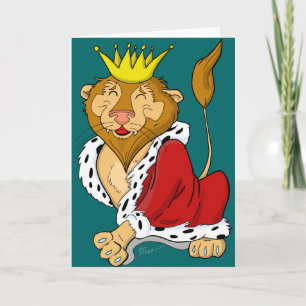 Happy King Lion Cartoon Greeting Card