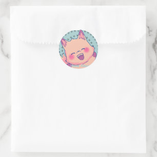 Happy Kitsune Classic Round Sticker