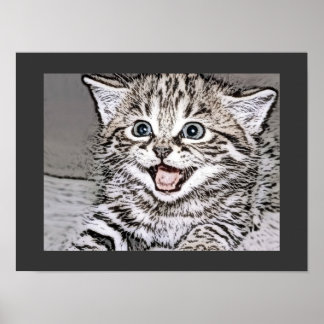 Happy Kitten Photocopy Effects Poster