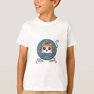 Happy Kitten Yarn Ball Kids T-Shirt