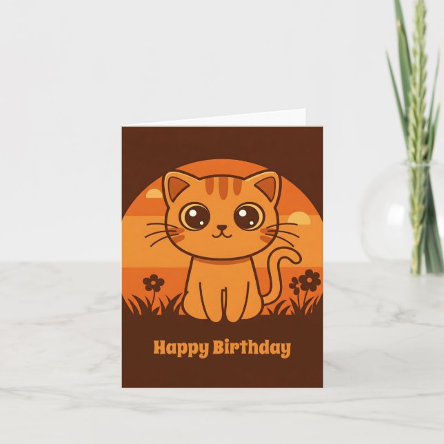 Happy Kitty Birthday - Customisable Card (Front)