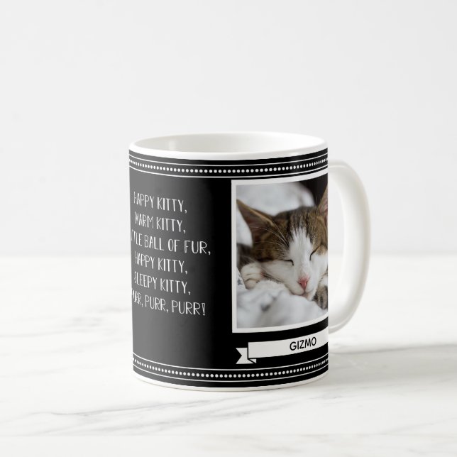 Happy Kitty Cat Personalised Photo Coffee Mug (Front Right)