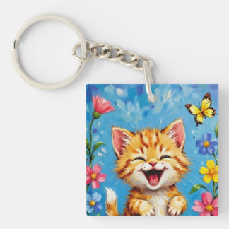 Happy Kitty Garden Key Ring
