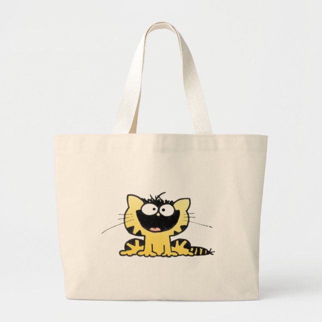 Happy-Kitty Large Tote Bag (Front)