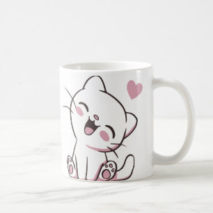 Happy Kitty Mug – Cute Laughing Cat with Love Hear