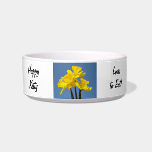 Happy Kity cat food bowl Loves to eat Daffodil