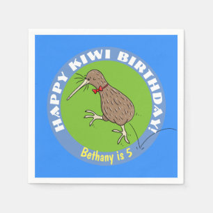 Happy kiwi cartoon bird with bow tie napkin