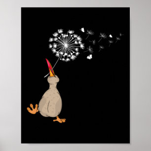 Happy Kiwi Lover Kids Dandelion Nature Dancing Kiw Poster