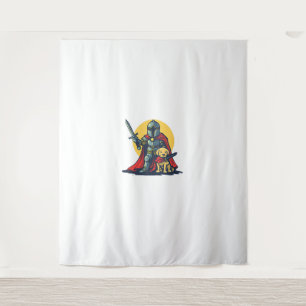 Happy Knight with dog for funny adults and kids Tapestry