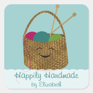 Happy Knitter's Basket Personalised Stickers