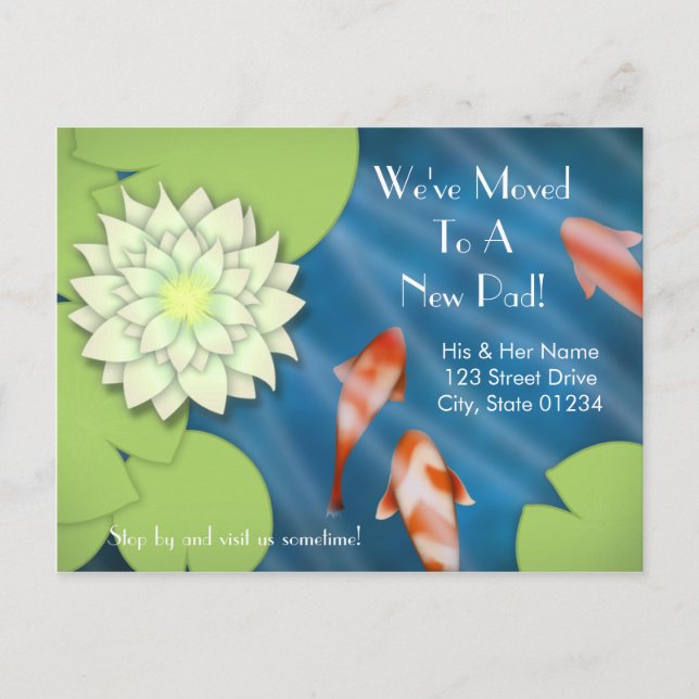 Happy Koi Moving Announcement Postcard (Front)